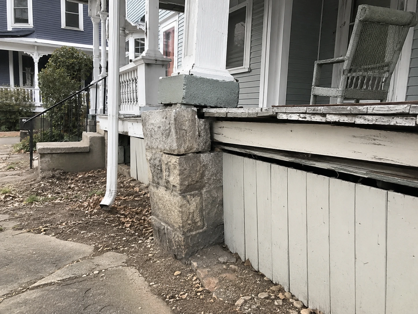 Dropped stone porch pier on a Victorian home in West End, Atlanta
